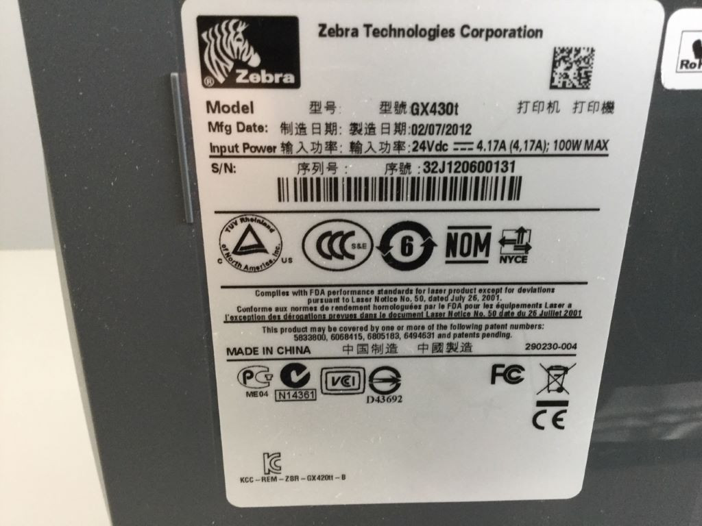 ZEBRA TECHNOLOGIES GX430T
