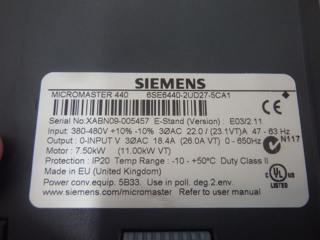 SIEMENS 6SE6440-2UD27-5CA1