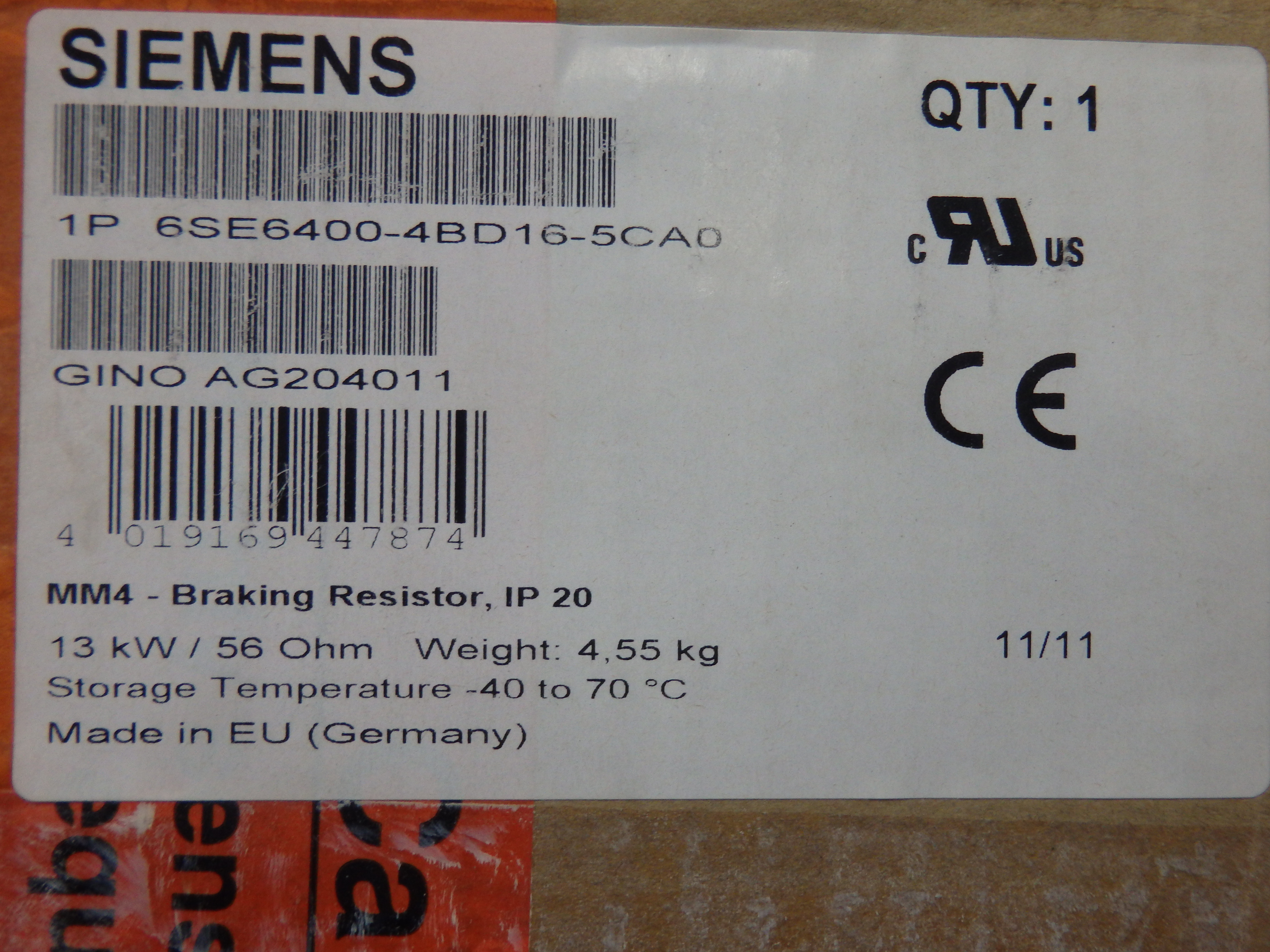 SIEMENS 6SE6400-4BD16-5CA0