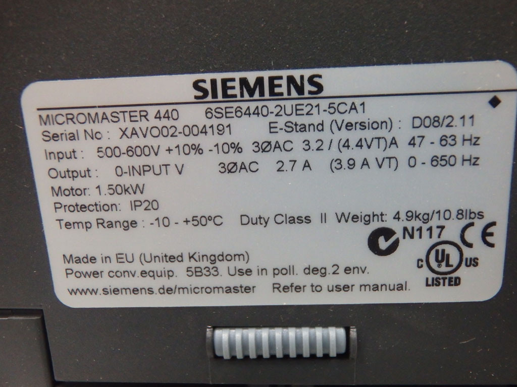 SIEMENS 6SE6440-2UE21-5CA1