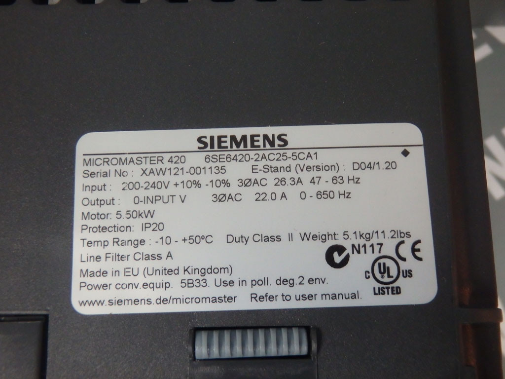 SIEMENS 6SE6440-2AC25-5CA1