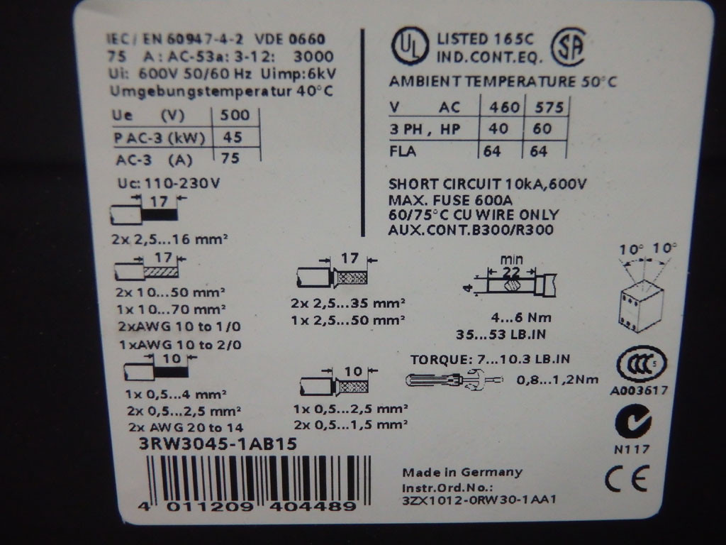 SIEMENS 3RW3045-1AB15