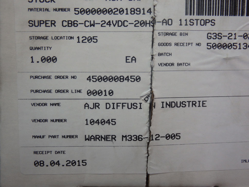 WARNER ELECTRIC M336-12-005