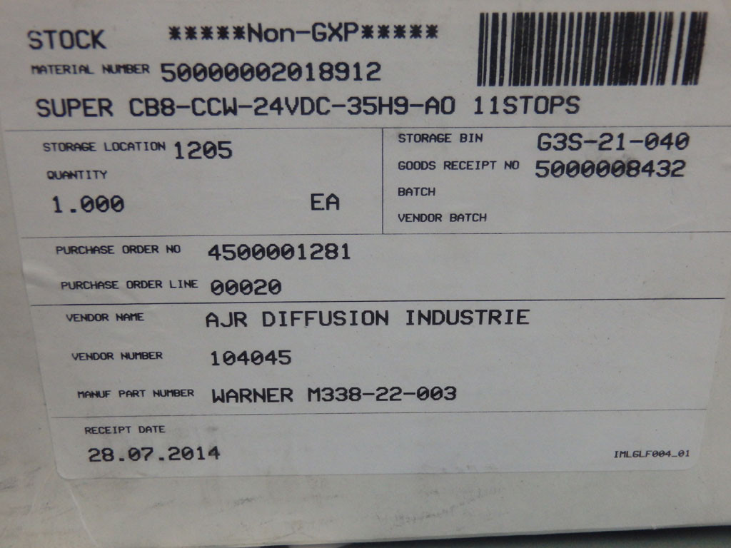 WARNER ELECTRIC M338-22-003