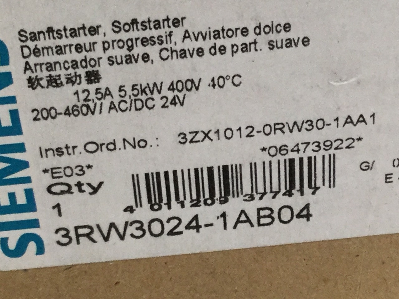 SIEMENS 3RW3024-1AB04