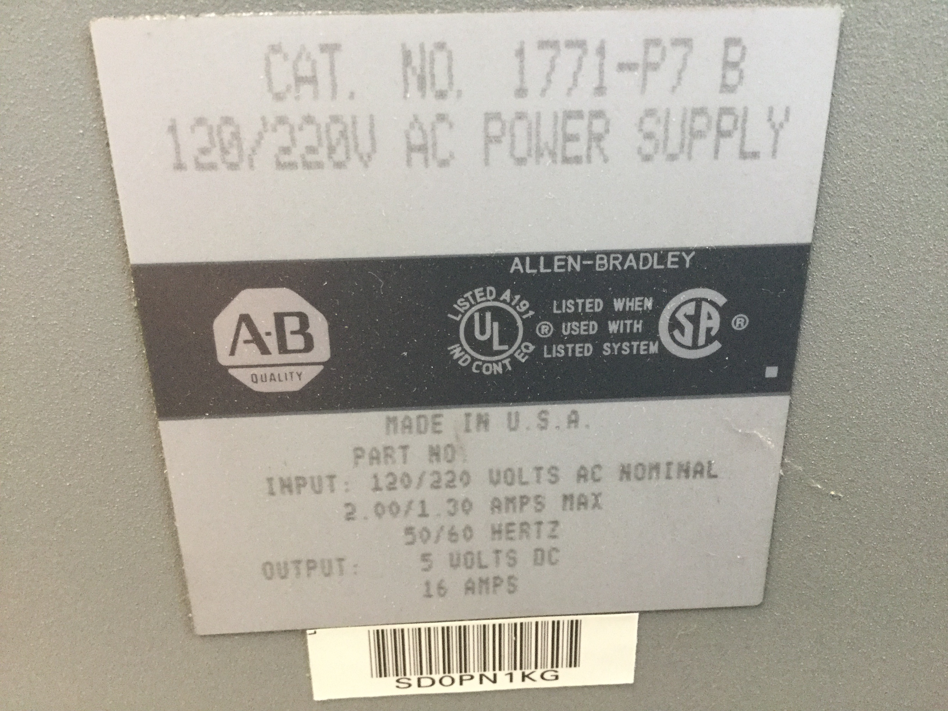 ALLEN-BRADLEY 1771-P7B