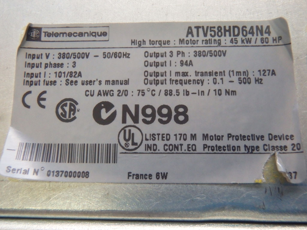 TÉLÉMÉCANIQUE  ATV58HD64N4