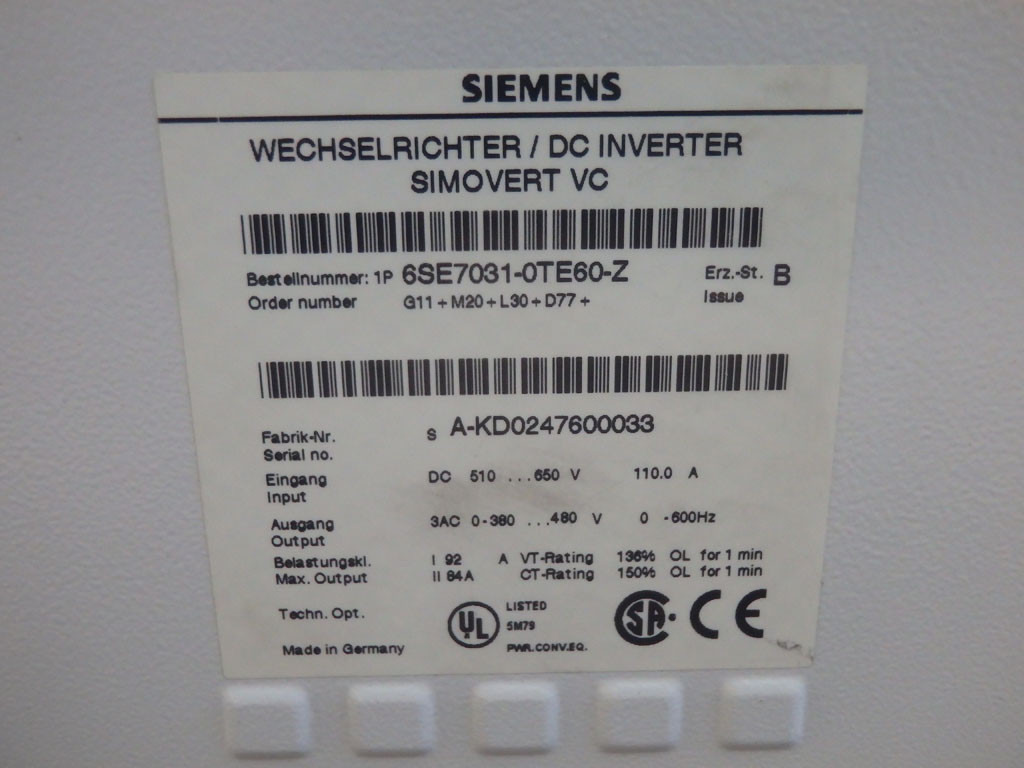 SIEMENS 6SE7031-0TE60-Z