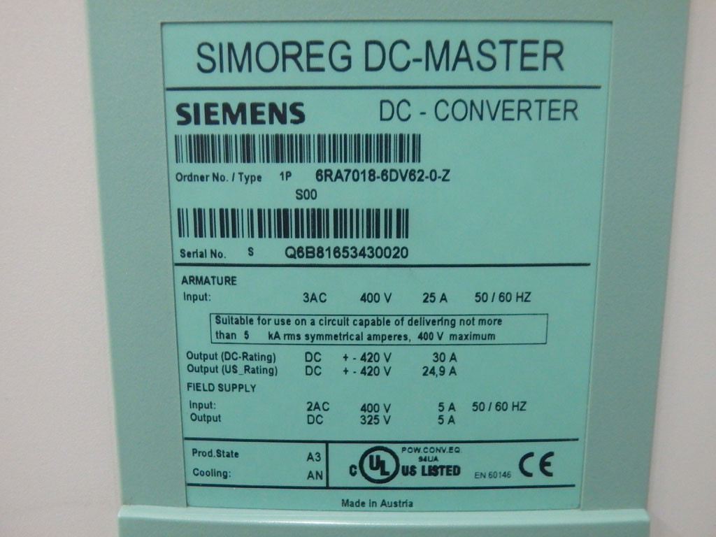 SIEMENS 6RA7018-6DV62-0-Z