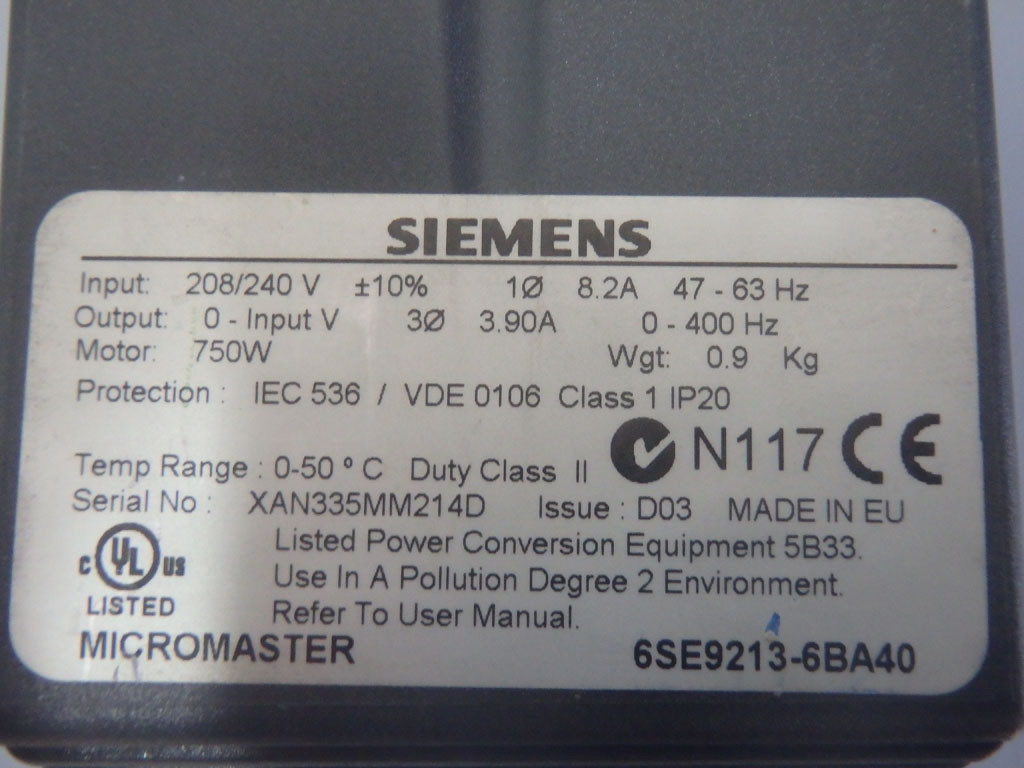 SIEMENS 6SE9213-6BA40