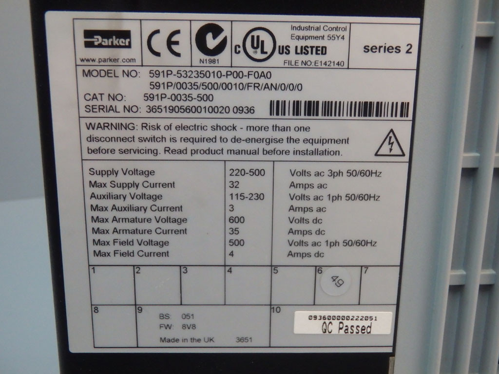 PARKER 591P/0035/500/0010/FR/AN/0/0/0