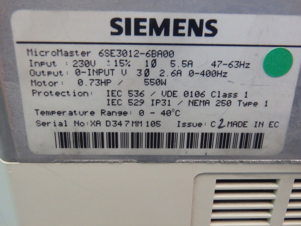 SIEMENS 6SE3012-6BA00