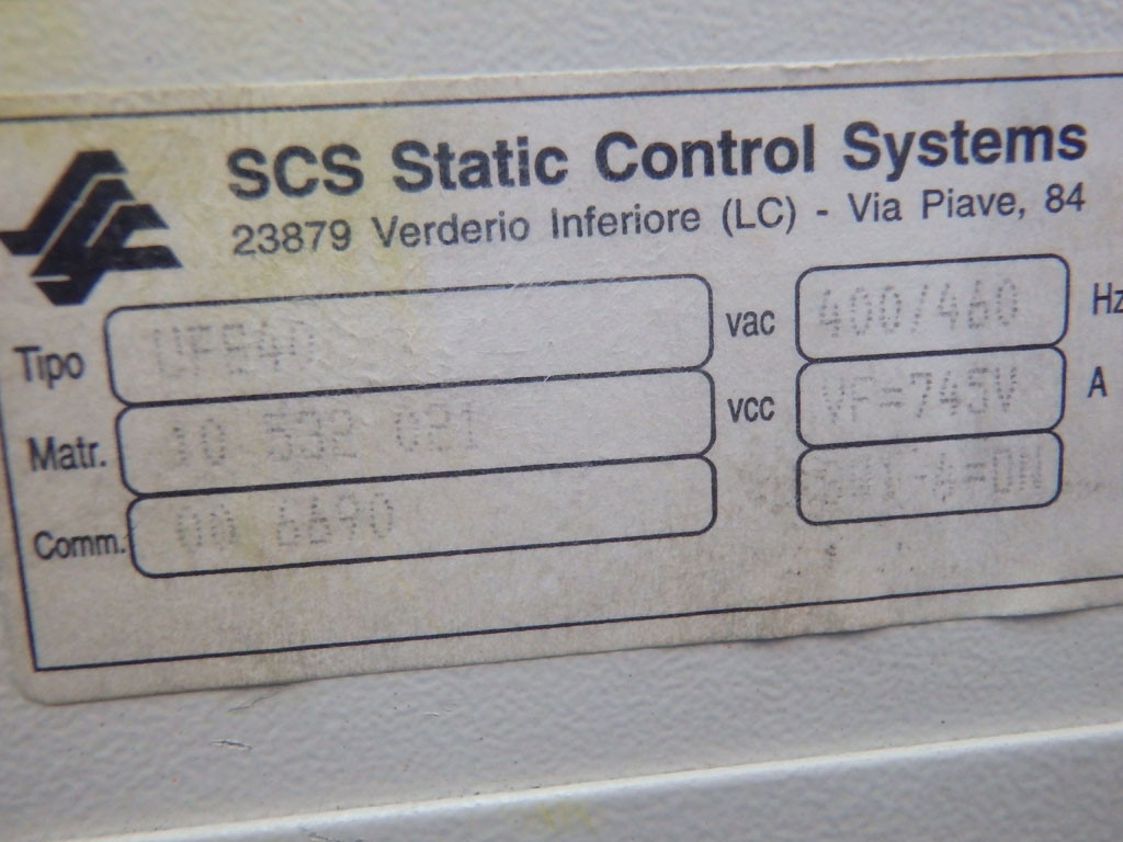 SCS STATIC CONTROL SYSTEMS UFS40