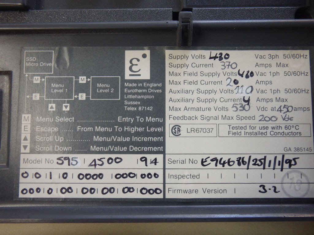 EUROTHERM DRIVES 595/4500/94/0/0/1/0/0000
