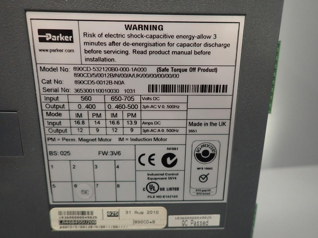 PARKER HANNIFIN 890CD-532120B0-000-1A000