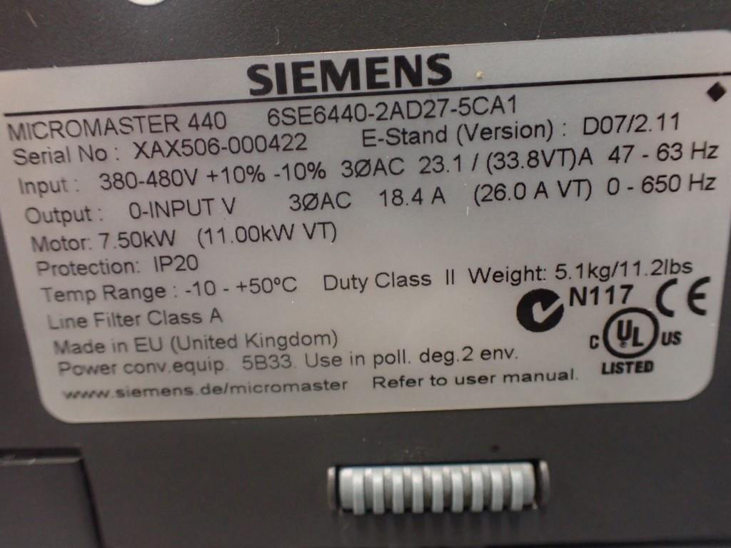 SIEMENS 6SE6440-2AD27-5CA1