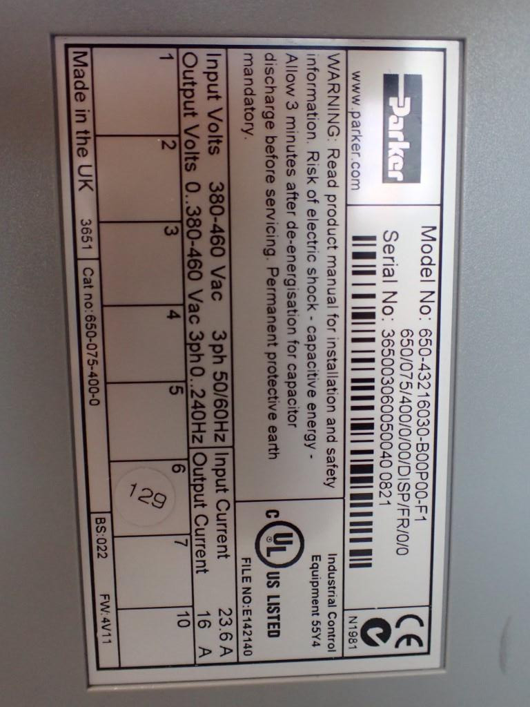 PARKER 650/075/400/0/00/DISP/FR/0/0