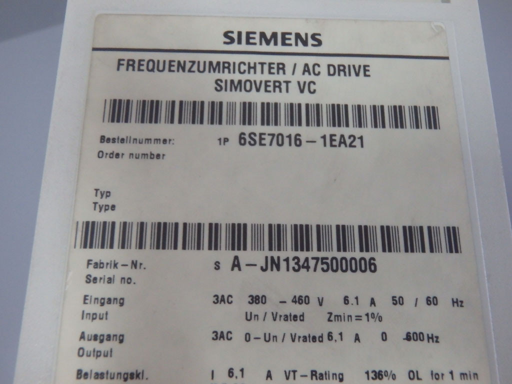 SIEMENS 6SE7016-1EA21