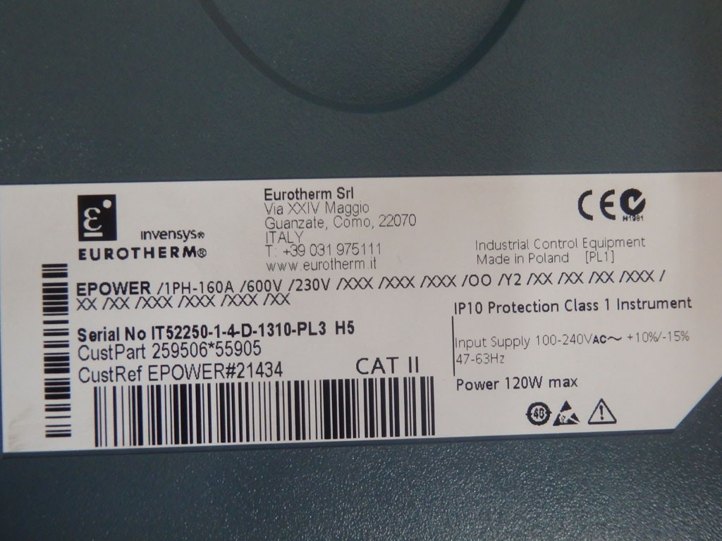 EUROTHERM EPOWER/1PH-160A/600V/230V/XXX/XXX/XXX/OO/Y2/XX/XX/XX/XXX/XX/XX/XXX/XXX/XX