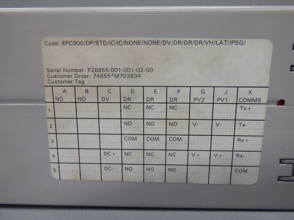 EUROTHERM EPC900/DP/STD/IC/IC/NONE/NONE/DV/DR/DR/DR/VH/LAT/IPSG/