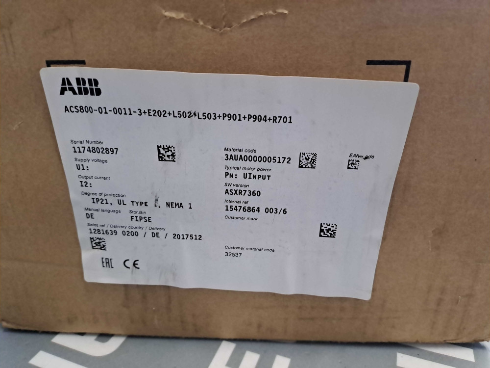 ABB ACS800-01-0011-3+E202+L502+L503+P901+P904+R701