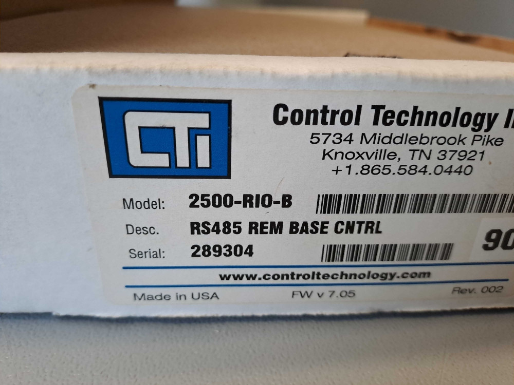 CONTROL TECHNOLOGY INC 901H2500RIOB