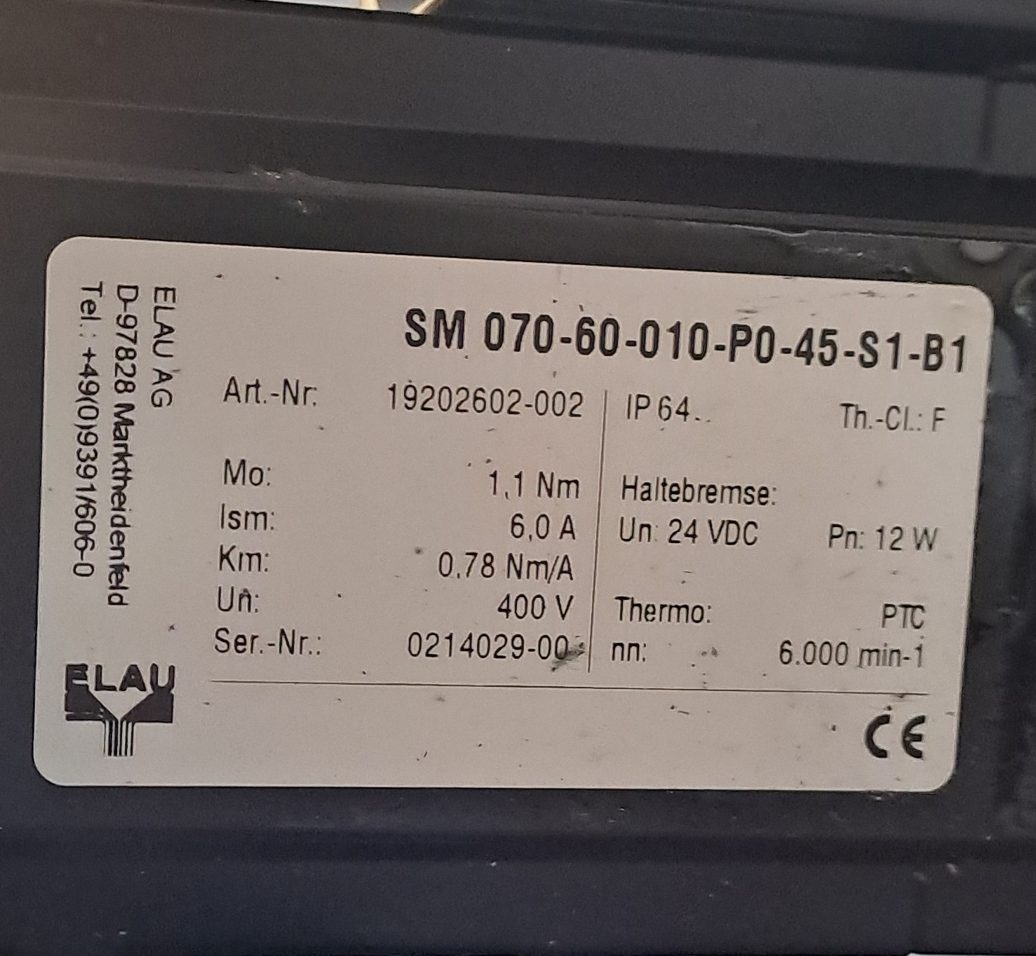 ELAU SM 070-60-010-P0-45-S1-B1