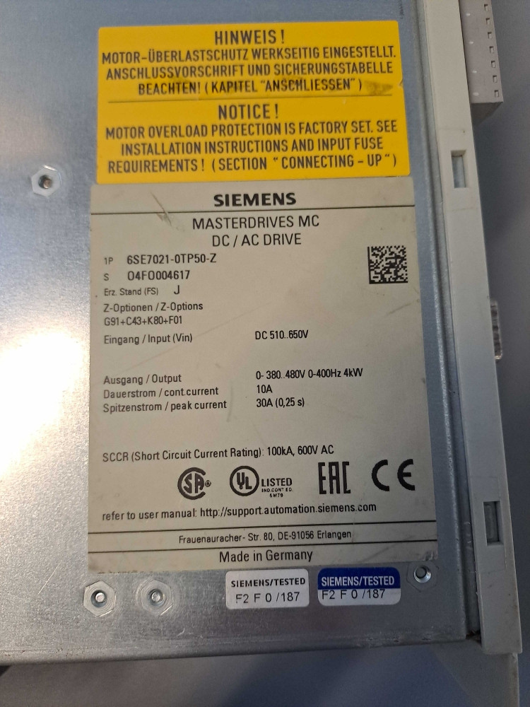 SIEMENS  6SE70210TP50Z