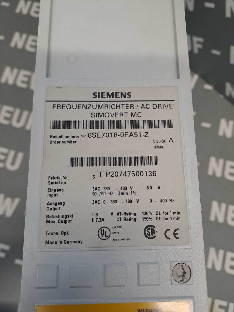 SIEMENS 6SE7018-0EA51-Z