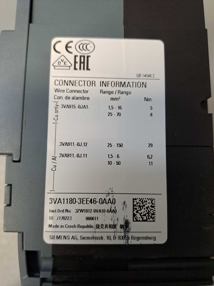 SIEMENS  3VA11803EE460AA0