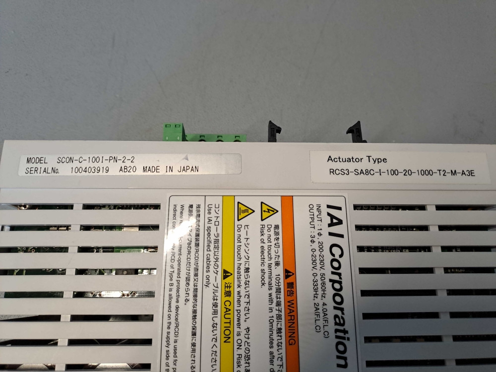 IAI CORPORATION  RCS3-SA8C-I-100-20-1000-T2-M-A3E +SCON-C-1001-PN-2-2