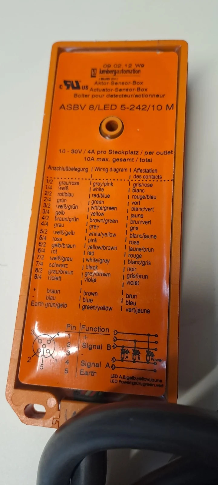 LUMBERG AUTOMATION ASBV8/LED5-242/10M