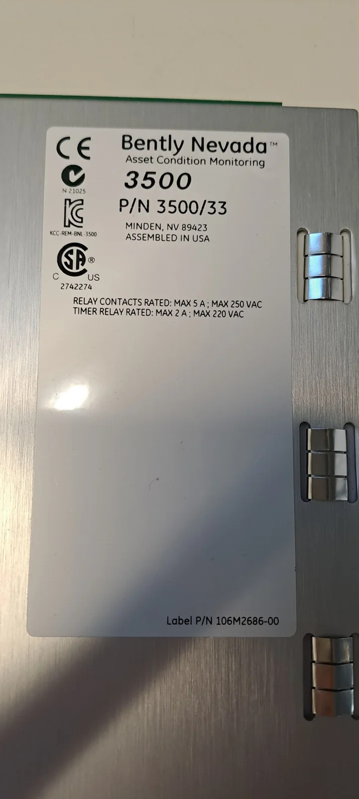 BENTLY NEVADA 3500/33