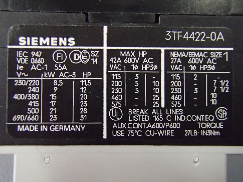 SIEMENS 3TF4422-0A