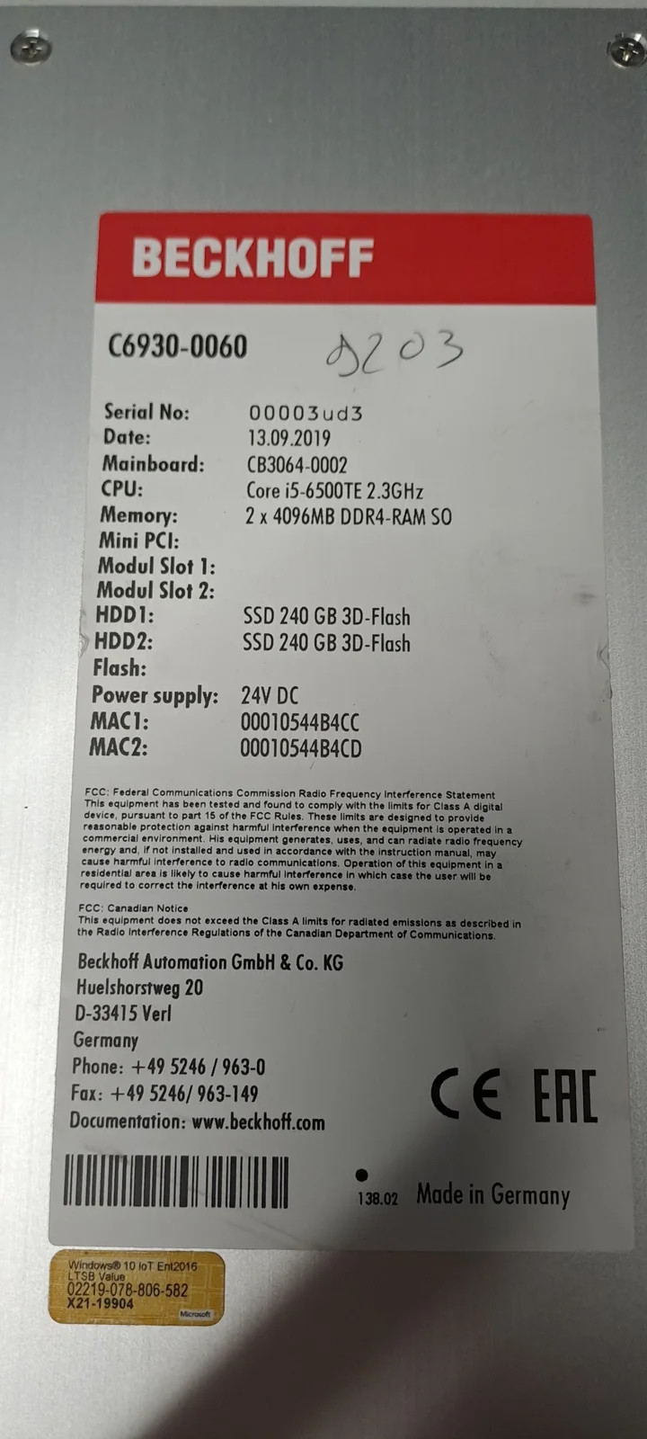 BECKHOFF C6930-0060