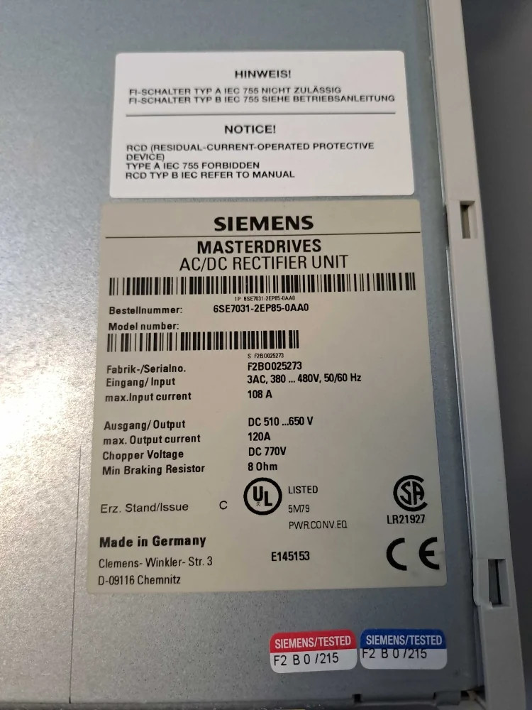 SIEMENS 6SE70312EP850AA0