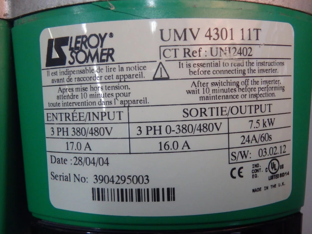 CONTROL TECHNIQUE  UNI 2402