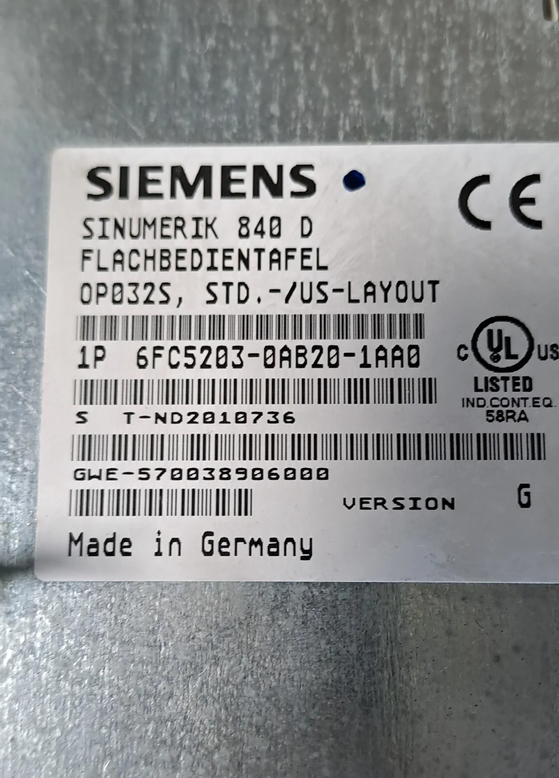 SIEMENS 6FC5203-0AB20-1AA0