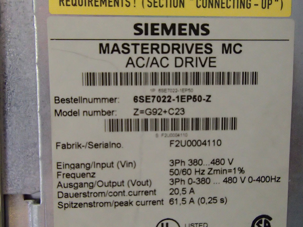 SIEMENS 6SE7022-1EP50-Z