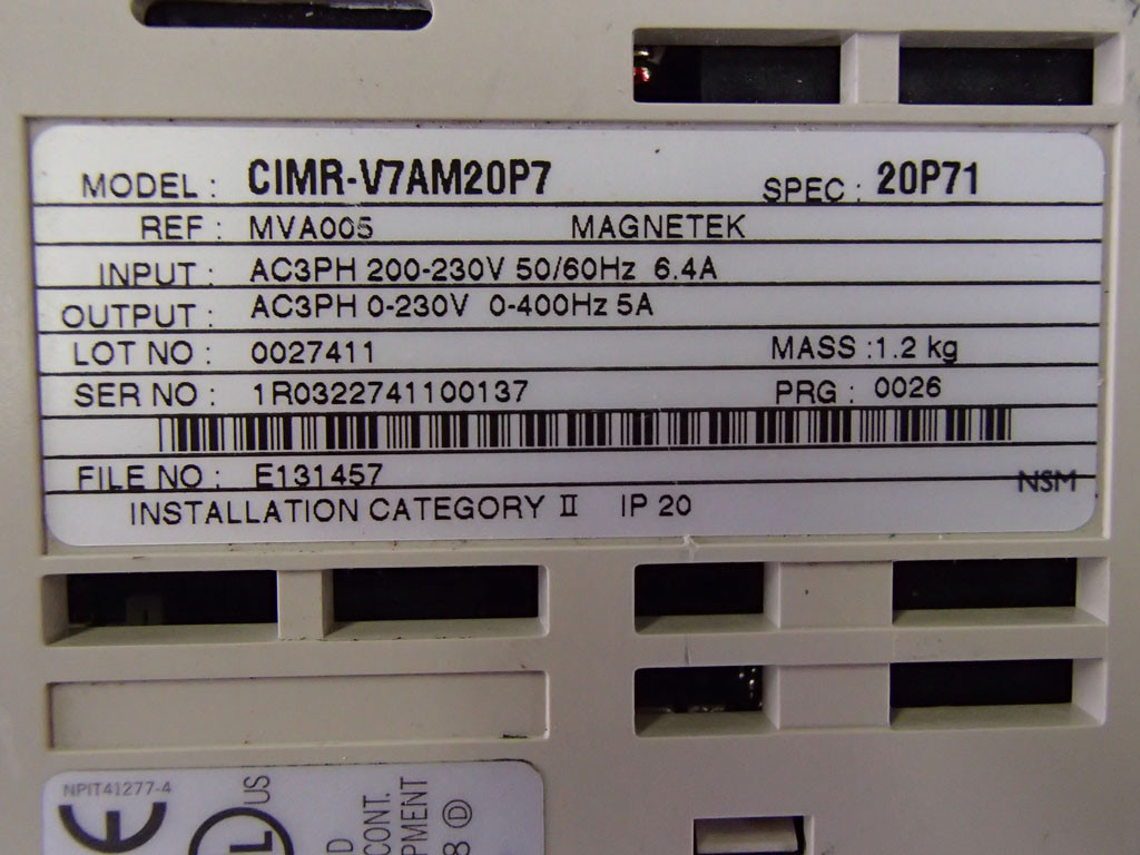 YASKAWA CIMR-V7AM20P7