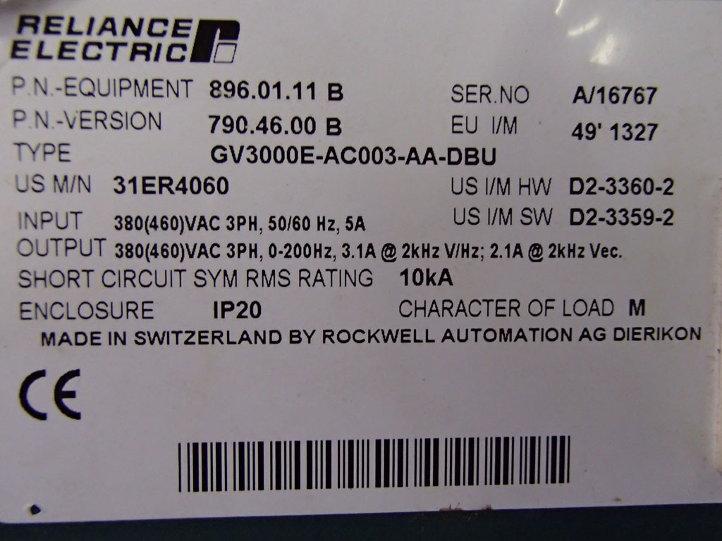 RELIANCE ELECTRIC 896.01.11B
