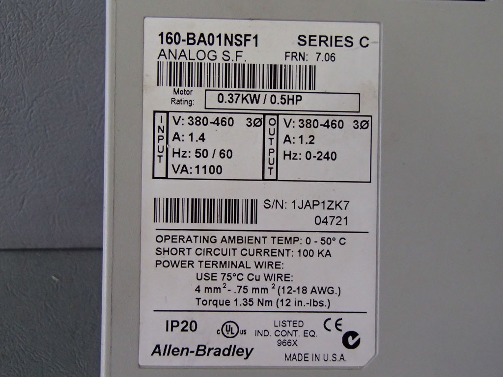ALLEN-BRADLEY 160-BA01NSF1C
