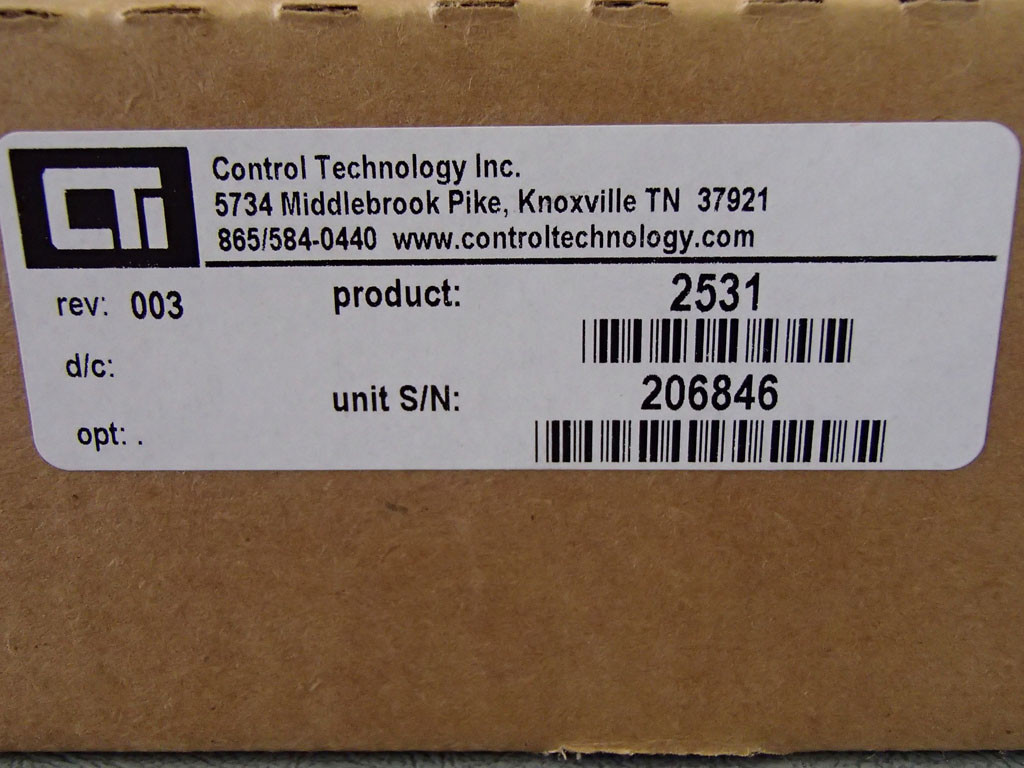 CONTROL TECHNOLOGY INC 901D-2531