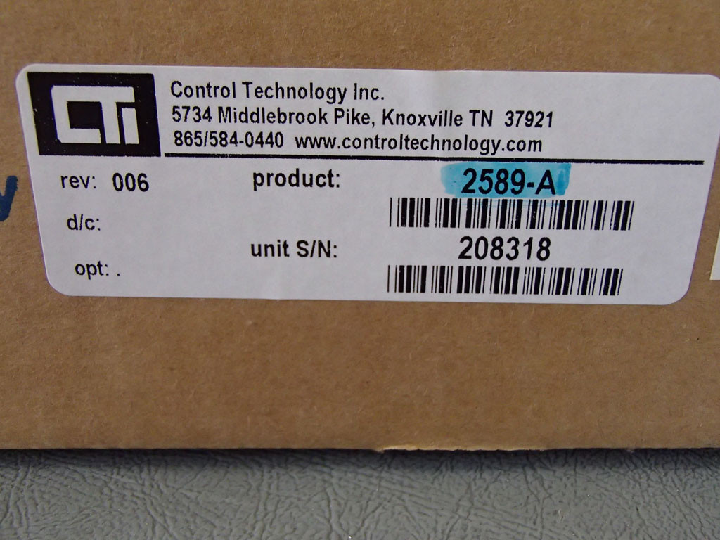 CONTROL TECHNOLOGY INC 901E-2589-A