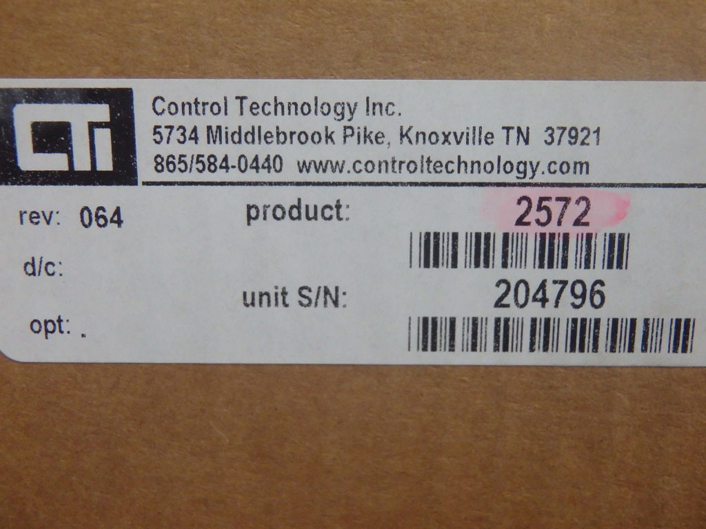 CONTROL TECHNOLOGY INC 901J-2572