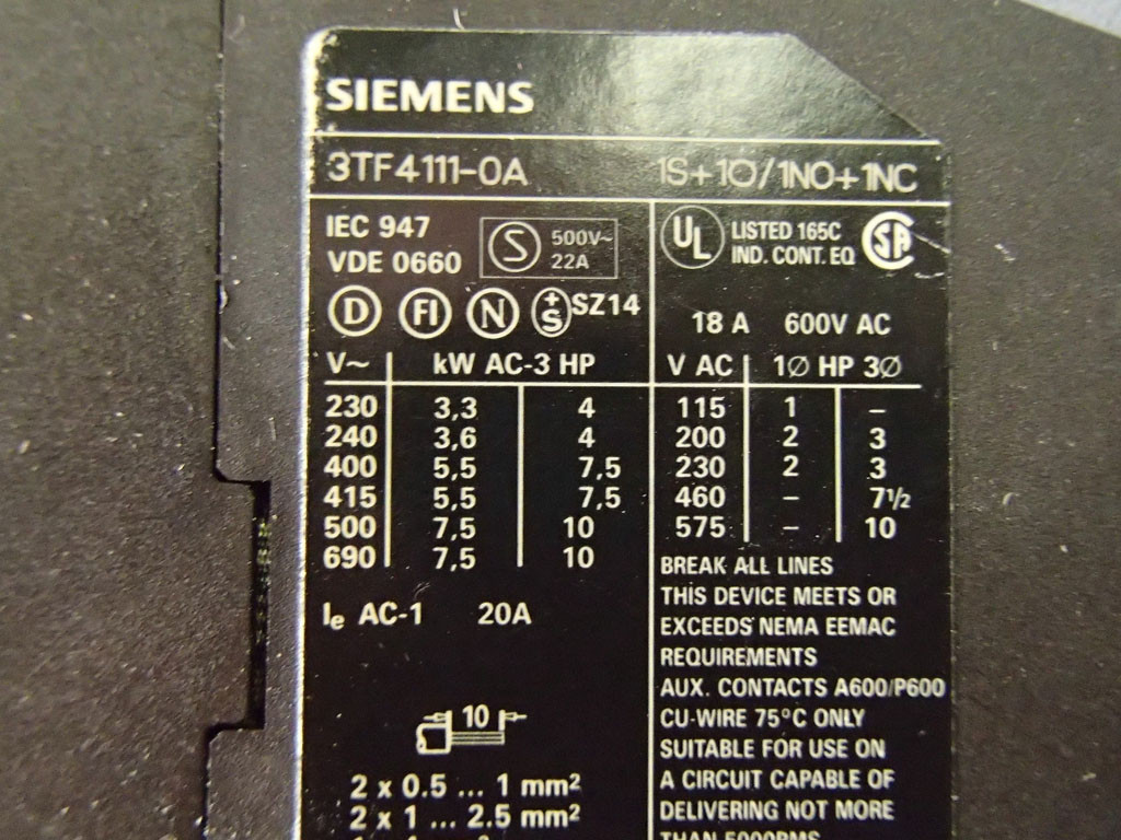 SIEMENS 3TF4111-0A