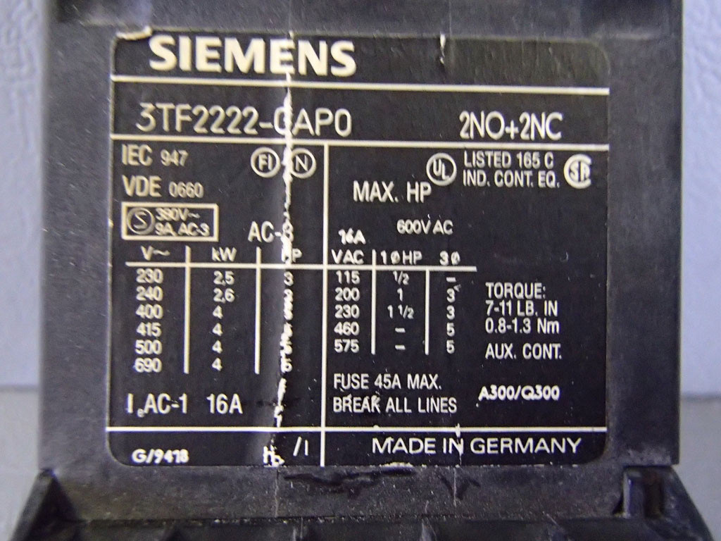 SIEMENS 3TF2222-0AP0
