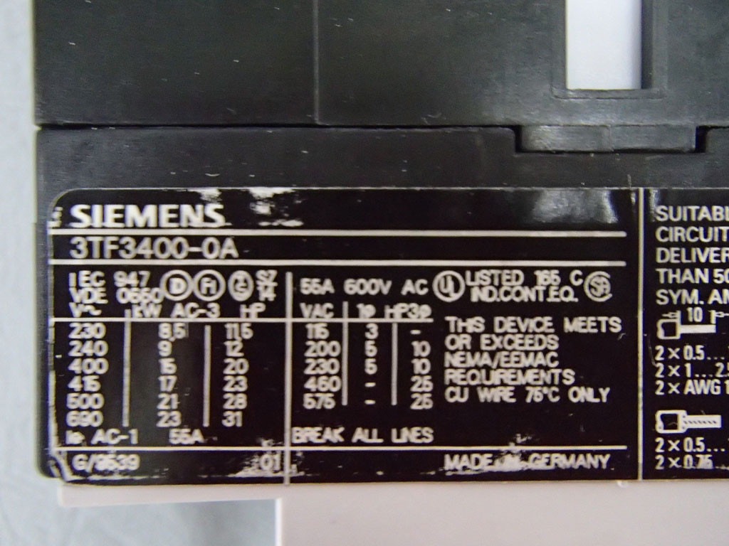 SIEMENS 3TF3400-0A