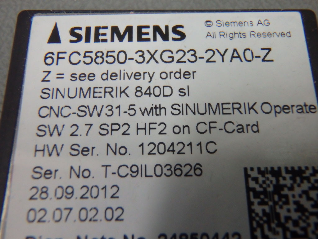 SIEMENS 6FC5850-3XG23-2YA0-Z
