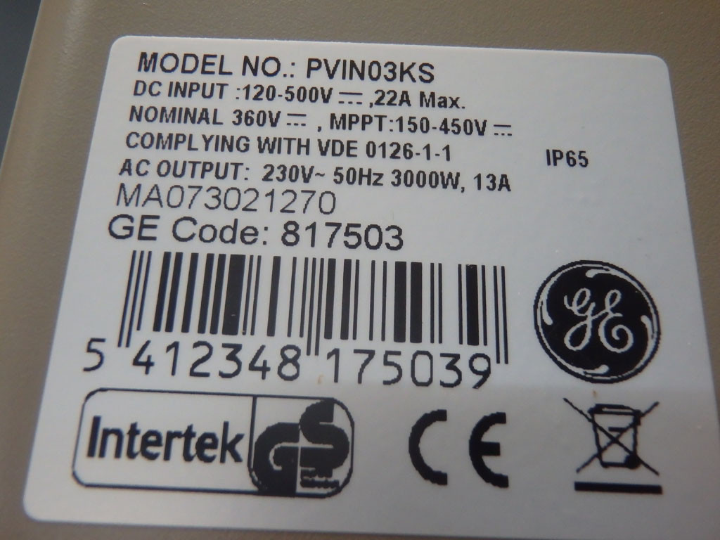 GENERAL ELECTRIC PVIN03KS